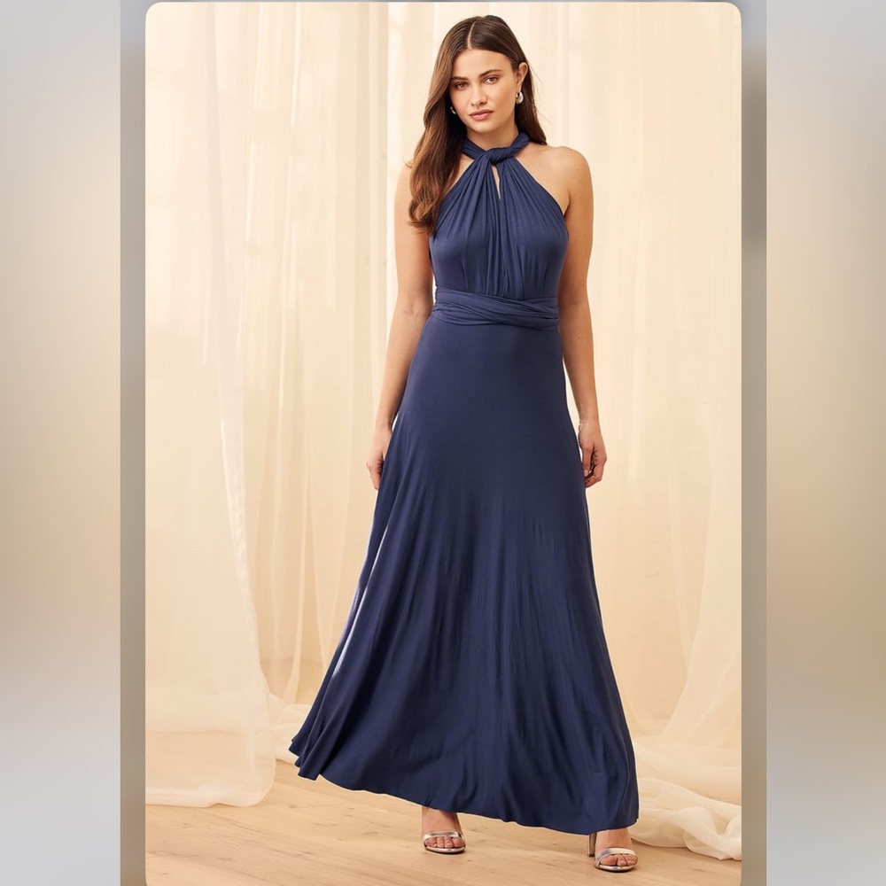 LULU’S 🆕 Tricks of the Trade Navy Blue Maxi Convertible Dress